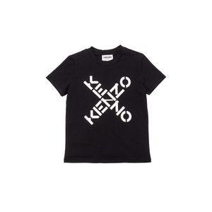 Detské bavlnené tričko Kenzo Kids čierna farba, s potlačou vyobraziť