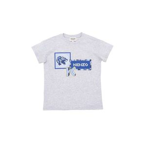 Detské bavlnené tričko Kenzo Kids šedá farba, s potlačou vyobraziť