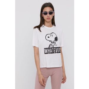 Bavlnené tričko Only x Peanuts biela farba vyobraziť