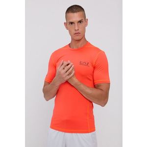 Tričko EA7 Emporio Armani pánske, oranžová farba, s potlačou vyobraziť