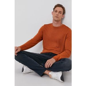Vlnený sveter Joop! pánsky, oranžová farba, ľahký vyobraziť