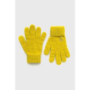 Detské rukavice United Colors of Benetton žltá farba vyobraziť