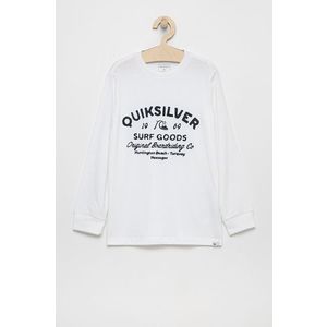 Detské tričko s dlhým rukávom Quiksilver biela farba, s potlačou vyobraziť