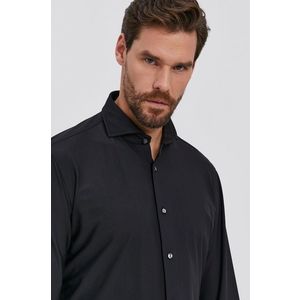 Košeľa Joop! pánska, čierna farba, slim, s talianskym golierom vyobraziť