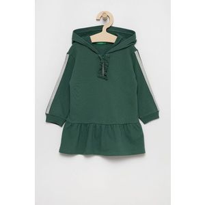 Dievčenské šaty United Colors of Benetton zelená farba, mini, rovné vyobraziť