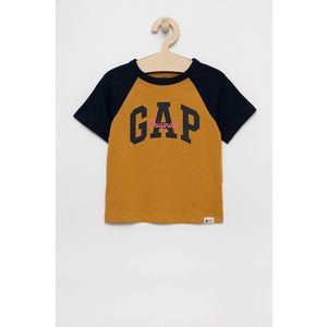 Detské bavlnené tričko GAP žltá farba, s potlačou vyobraziť
