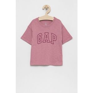 Detské bavlnené tričko GAP ružová farba vyobraziť