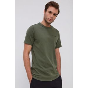 Bavlnené tričko Peak Performance zelená farba, jednofarebné vyobraziť