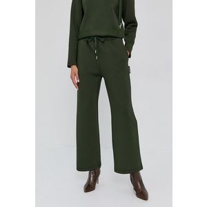 Nohavice Silvian Heach dámske, zelená farba, široké, vysoký pás vyobraziť