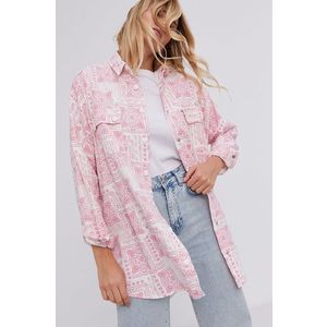 Bavlnená košeľa Answear Lab dámska, ružová farba, voľný strih, s klasickým golierom vyobraziť