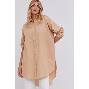 Bavlnená košeľa Answear Lab dámska, béžová farba, voľný strih, s klasickým golierom vyobraziť