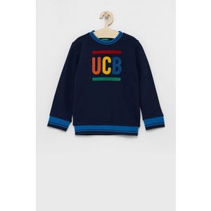 Detská bavlnená mikina United Colors of Benetton tmavomodrá farba, s nášivkou vyobraziť