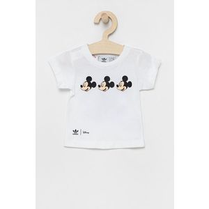 Detské bavlnené tričko adidas Originals x Disney biela farba, s potlačou vyobraziť