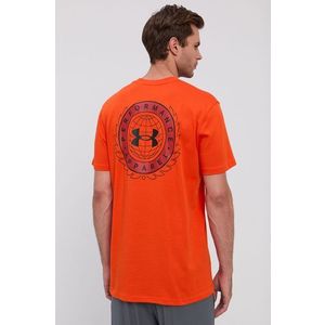 Tričko Under Armour 1366471 pánske, oranžová farba, s potlačou vyobraziť