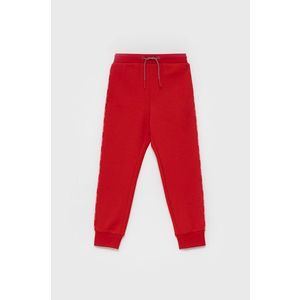 Detské nohavice Tommy Hilfiger červená farba, jednofarebné vyobraziť