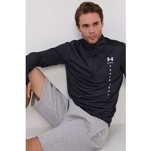 Mikina Under Armour 1356174 pánska, čierna farba, s potlačou vyobraziť