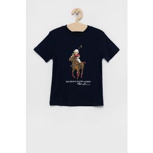 Detské bavlnené tričko Polo Ralph Lauren tmavomodrá farba, s potlačou vyobraziť