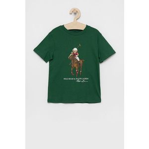 Detské bavlnené tričko Polo Ralph Lauren zelená farba, s potlačou vyobraziť