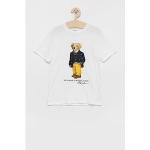 Detské bavlnené tričko Polo Ralph Lauren biela farba, s potlačou vyobraziť