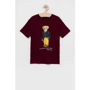 Detské bavlnené tričko Polo Ralph Lauren bordová farba, s potlačou vyobraziť
