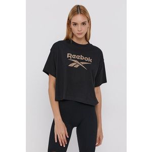 Bavlnené tričko Reebok Classic čierna farba vyobraziť