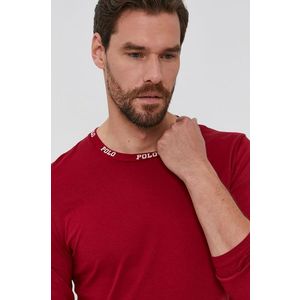 Bavlnené tričko s dlhým rukávom Polo Ralph Lauren červená farba, jednofarebné vyobraziť