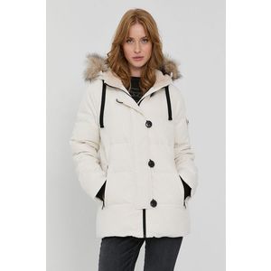 Páperová bunda Lauren Ralph Lauren dámska, krémová farba, zimná vyobraziť