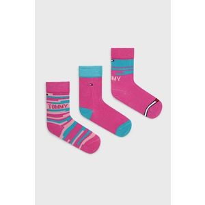 Detské ponožky Tommy Hilfiger (3-pack) ružová farba vyobraziť