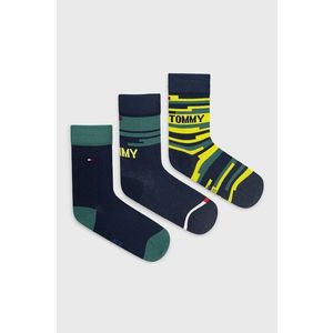 Detské ponožky Tommy Hilfiger (3-pack) zelená farba vyobraziť