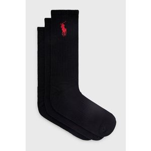 Ponožky Polo Ralph Lauren (3-pack) pánske, čierna farba vyobraziť