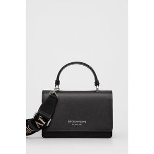 Kožená kabelka Emporio Armani čierna farba vyobraziť