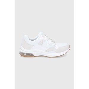 Topánky Skechers biela farba, na plochom podpätku vyobraziť
