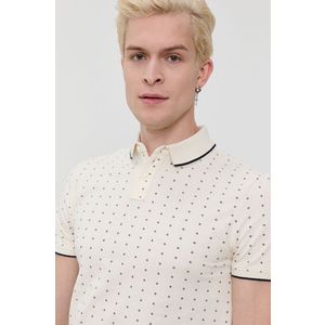 Bavlnené polo tričko Tom Tailor béžová farba, vzorované vyobraziť