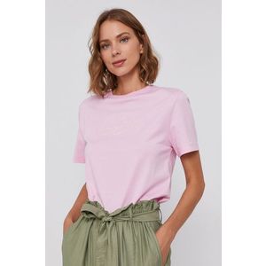 Bavlnené tričko Lacoste ružová farba vyobraziť