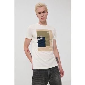Bavlnené tričko Tom Tailor béžová farba, s potlačou vyobraziť