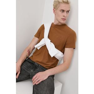Bavlnené tričko Tom Tailor hnedá farba, jednofarebné vyobraziť