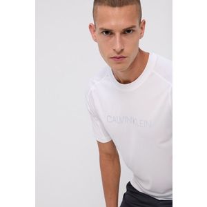 Tričko Calvin Klein Performance pánske, biela farba, s potlačou vyobraziť
