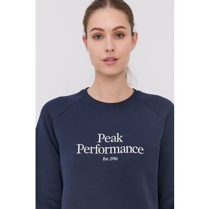 Mikina Peak Performance dámska, tmavomodrá farba, s nášivkou vyobraziť