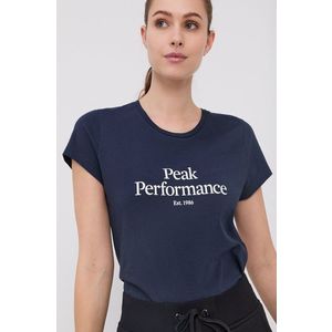Bavlnené tričko Peak Performance tmavomodrá farba vyobraziť