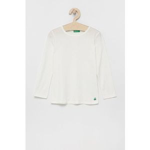Detská bavlnená košeľa s dlhým rukávom United Colors of Benetton biela farba vyobraziť