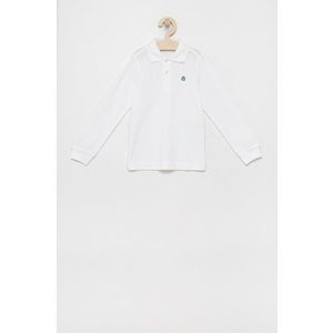 Detská bavlnená košeľa s dlhým rukávom United Colors of Benetton biela farba, jednofarebná vyobraziť