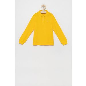 Detská bavlnená košeľa s dlhým rukávom United Colors of Benetton žltá farba, jednofarebná vyobraziť