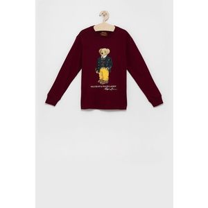 Detská bavlnená košeľa s dlhým rukávom Polo Ralph Lauren bordová farba, s potlačou vyobraziť