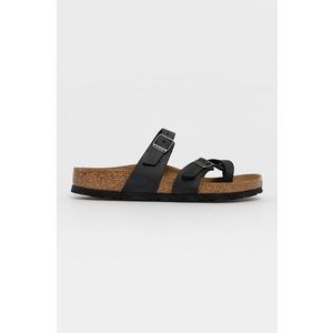 Kožené šľapky Birkenstock 171481-Schwarz, dámske, čierna farba, na plochom podpätku vyobraziť