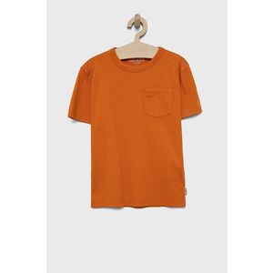 Detské bavlnené tričko Guess oranžová farba vyobraziť