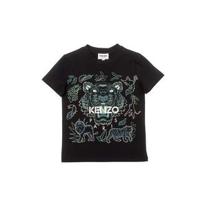 Detské bavlnené tričko Kenzo Kids čierna farba, s potlačou vyobraziť