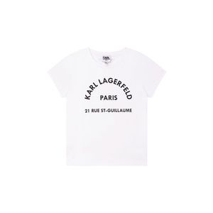 Detské bavlnené tričko Karl Lagerfeld biela farba vyobraziť