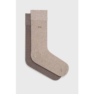 Ponožky Calvin Klein 2-pak pánske, hnedá farba vyobraziť