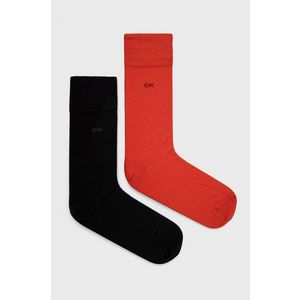 Ponožky Calvin Klein 2-pak pánske, červená farba vyobraziť