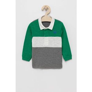 Detská bavlnená košeľa s dlhým rukávom United Colors of Benetton zelená farba, s nášivkou vyobraziť